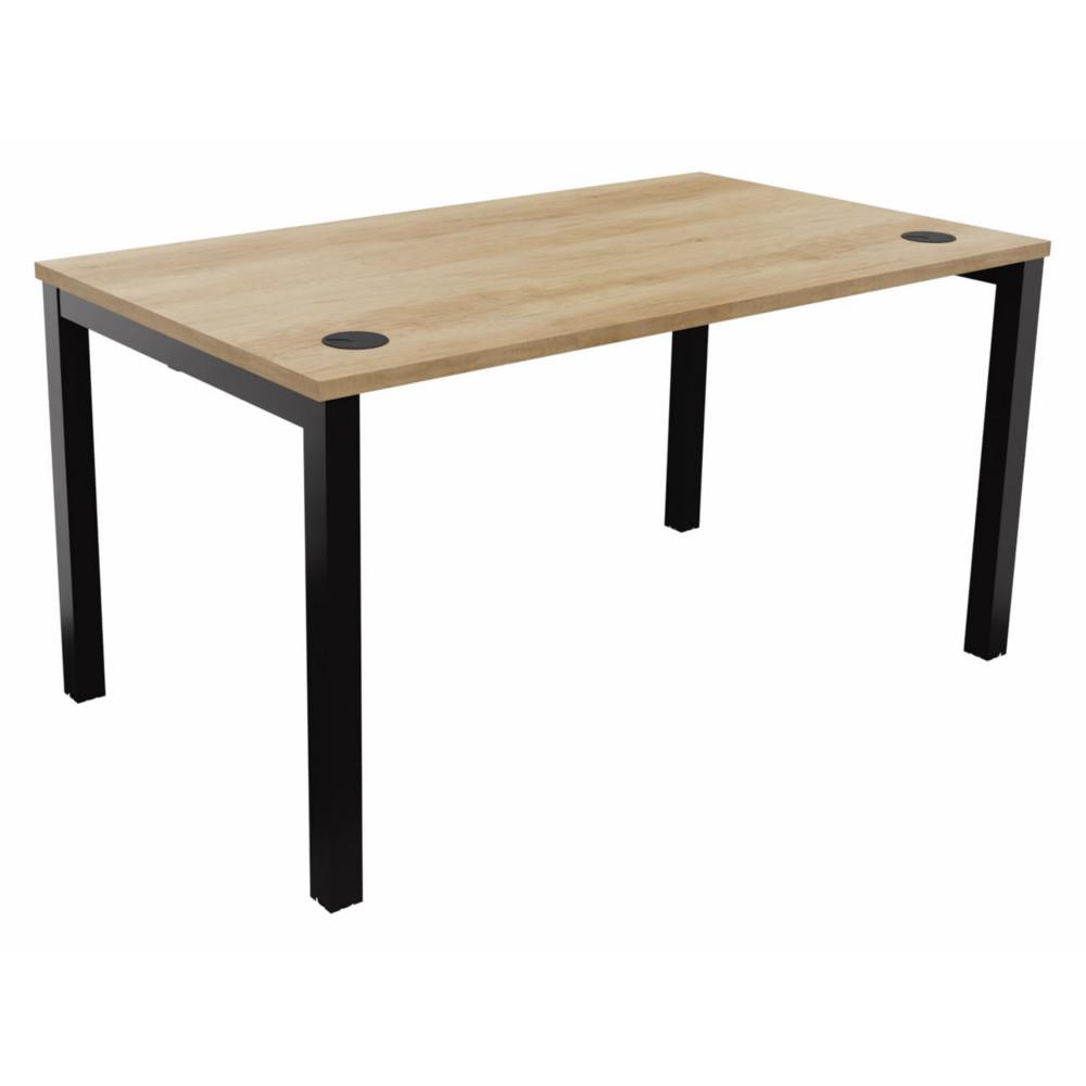 Bureau Osmose avec obturateurs L140 x P80 - Plateau Ch�ne Nebraska - Pieds m�tal Noir
