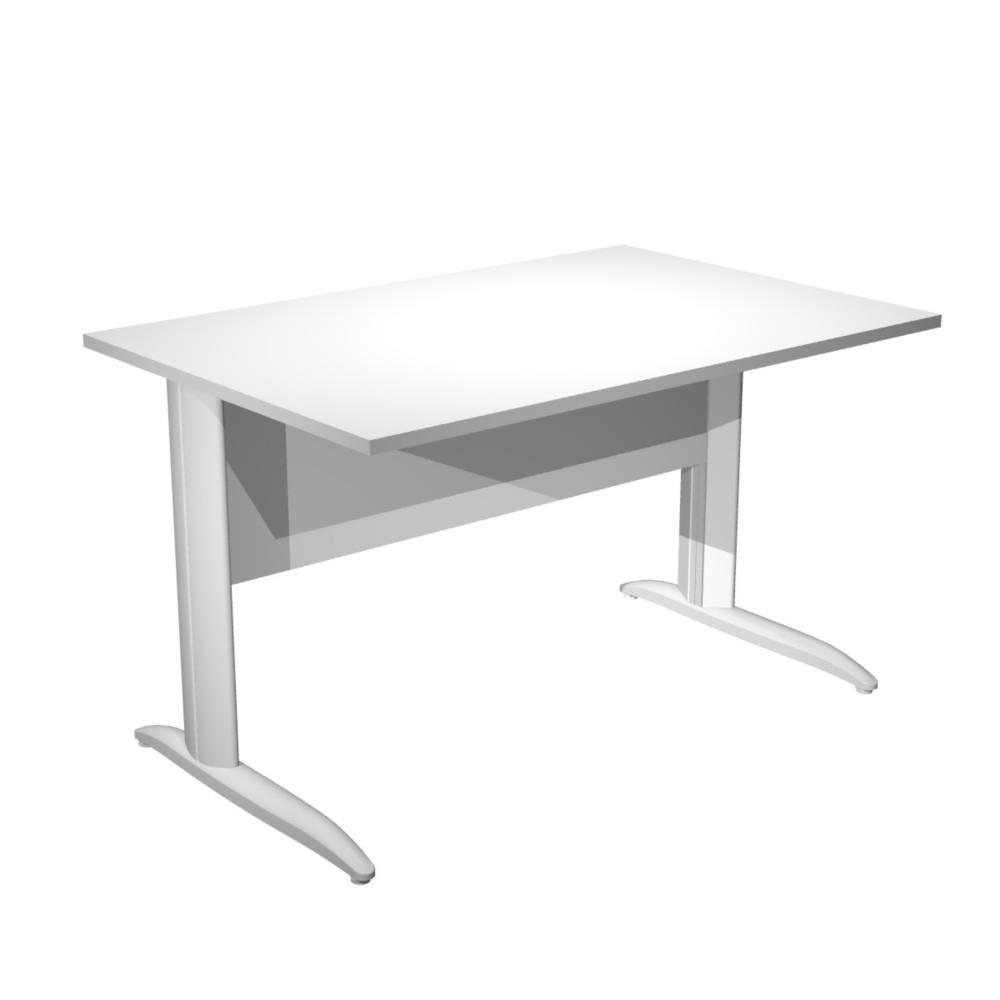 Bureau droit Pulse Prestige - L120 x P80 cm - plateau blanc - pieds L en m�tal blancs