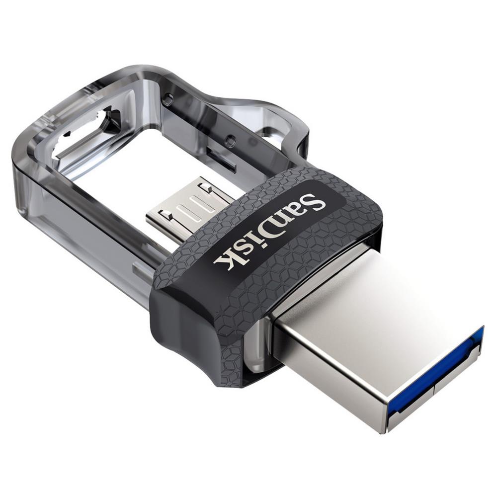 Cl USB 3.0 SanDisk Ultra Dual avec double connectique Micro USB - 32 Go - Argent/Noir -Pack promo : Lot de 2 cls + 1 OFFERTE