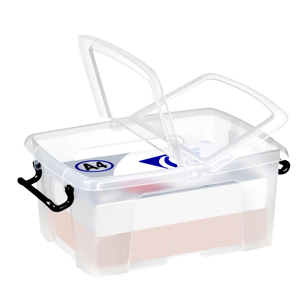 Bote de rangement en plastique Strata - 12 L - couvercle clips - dim int 22,1 x 31,5 x 15,6 cm