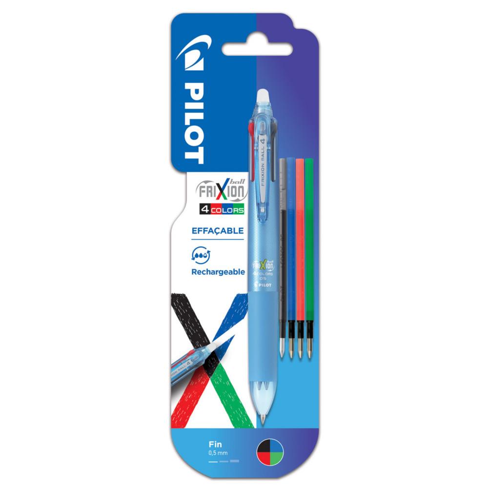 Recharge pour stylo Pilot 4 couleurs roller encre gel effa�able FriXion Ball - Pointe fine - Pochette de 4 coloris assortis