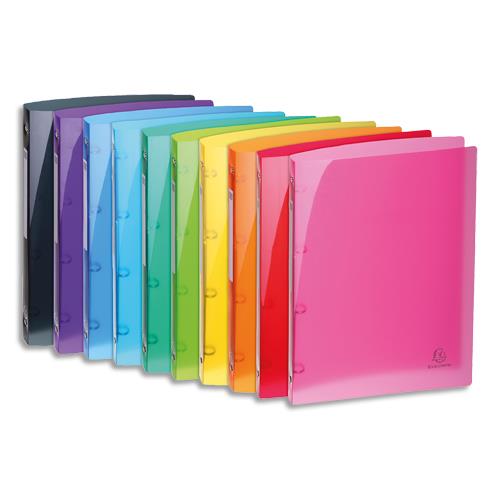 Classeur 4 anneaux Exacompta Iderama - polypro souple 5/10 brillant - dos 2 cm - coloris assortis