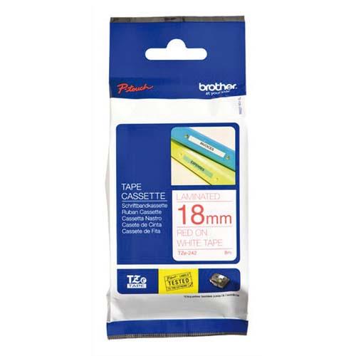 Ruban Brother TZ 242 - Ruban rouge/blanc - 18 mm x 8 m