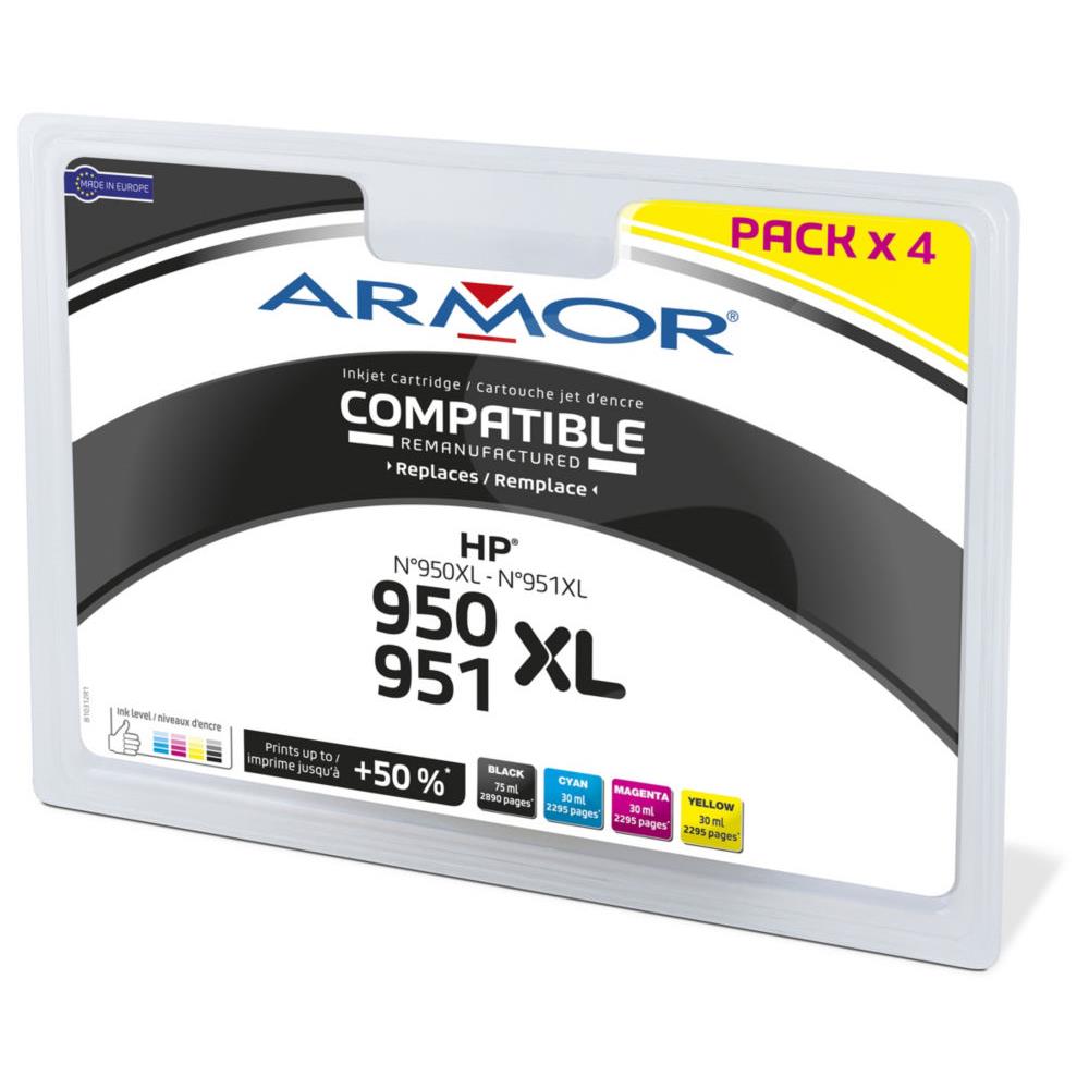 Cartouche Encre Office Depot Cartouche jet d'encre Armor compatible HP 950XL / 951XL - pack de 4