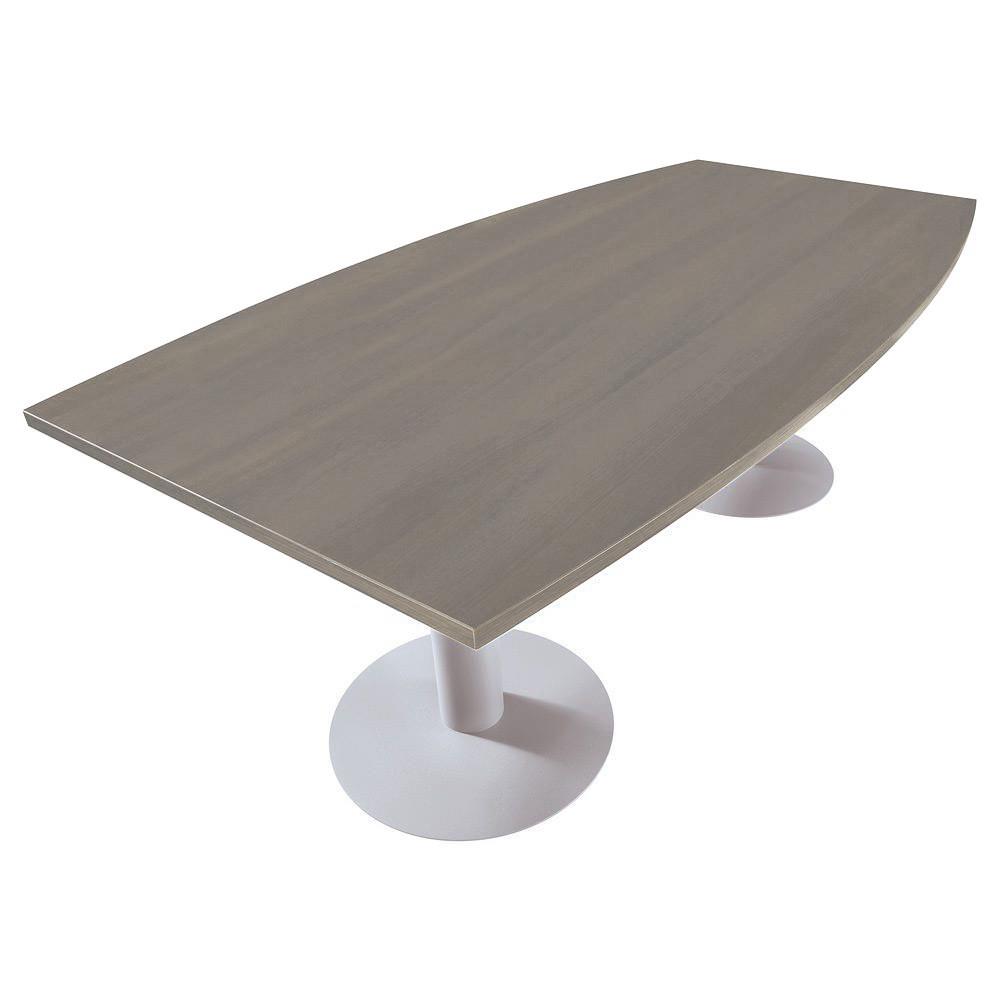 Table tonneau Tempo - L 200 x 100 cm - plateau chne gris - pitement mtal - tulipe - aluminium