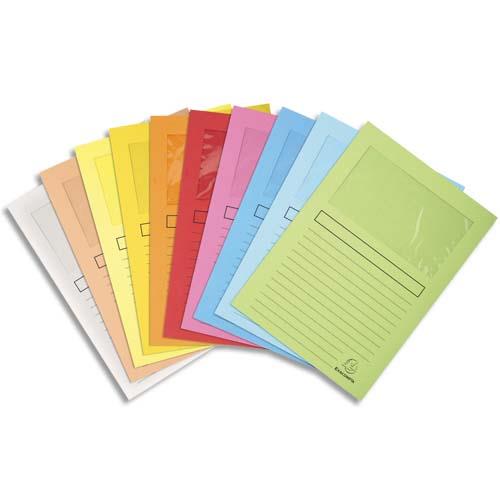 Pochettes coins Exacompta Super en carte 160g - avec fentre - coloris assortis - paquet de 10