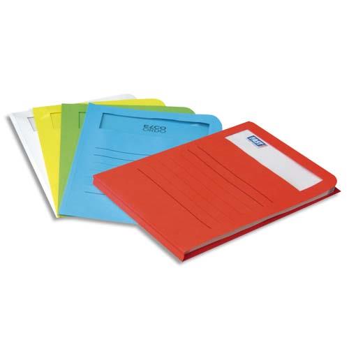 Pochettes coins Elba Elco - en carte 120g - fentre rectangle - bote de 50 - coloris assortis