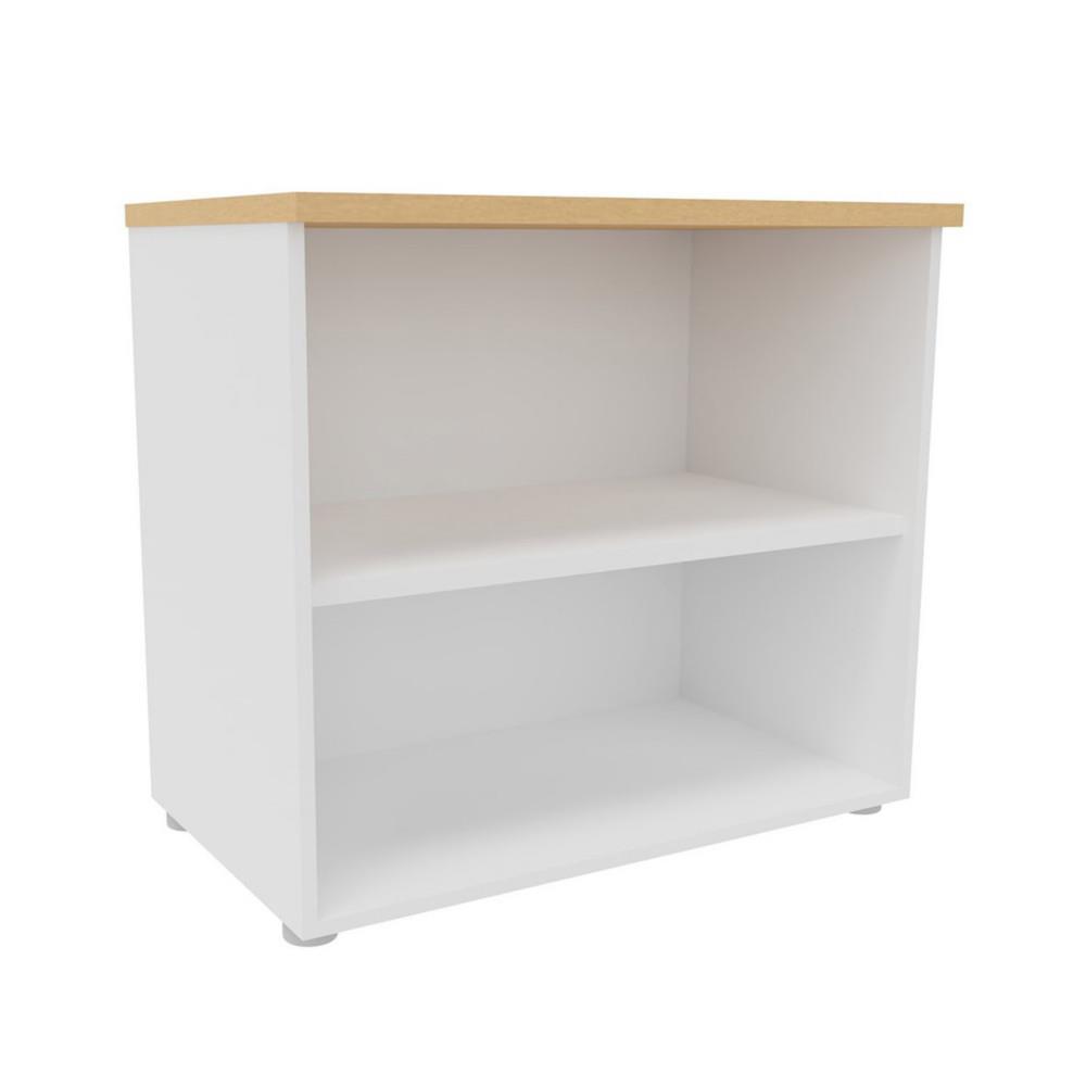 Bibliothque basse NF Environnement  H72 cm x L80 cm blanche - Top Htre