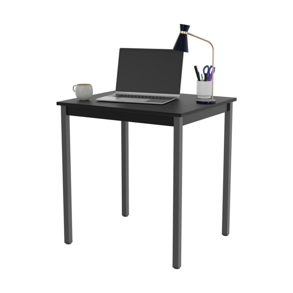 Table polyvalente rectangle - L 70 x P 60 cm - plateau noir - pieds gris
