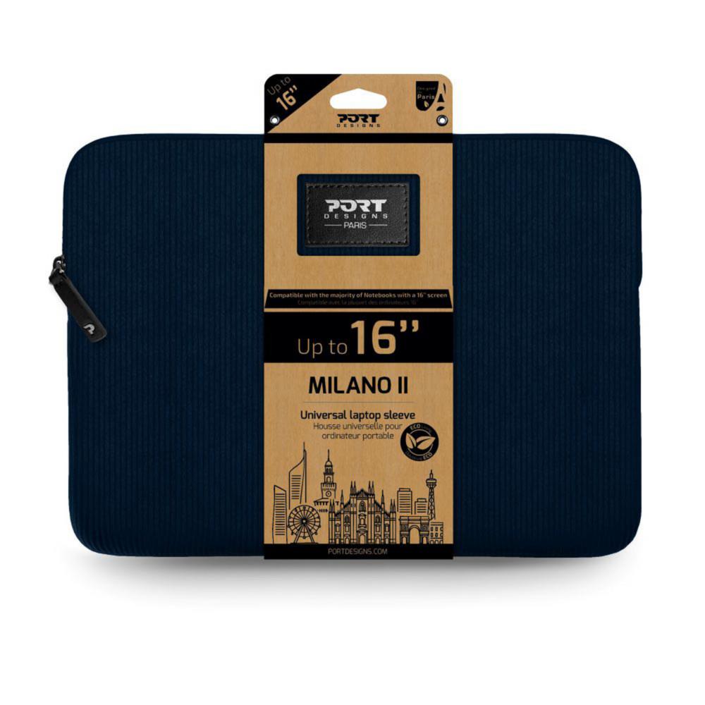 Housse PC Port Designs Milano II ECO 16" NAVY BLUE - Velour Bleu