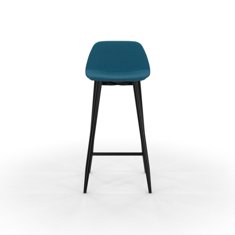 Tabouret Symbiose - Pi�tement acier noir - Assise tissu 100% polyester Bleu