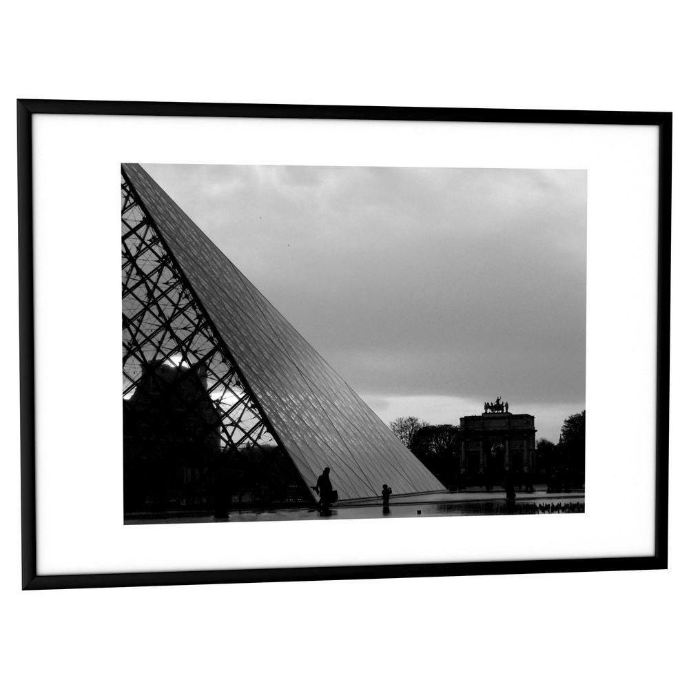 Cadre photo contour alu noir - plaque en plexiglas - format 60 x 80 cm