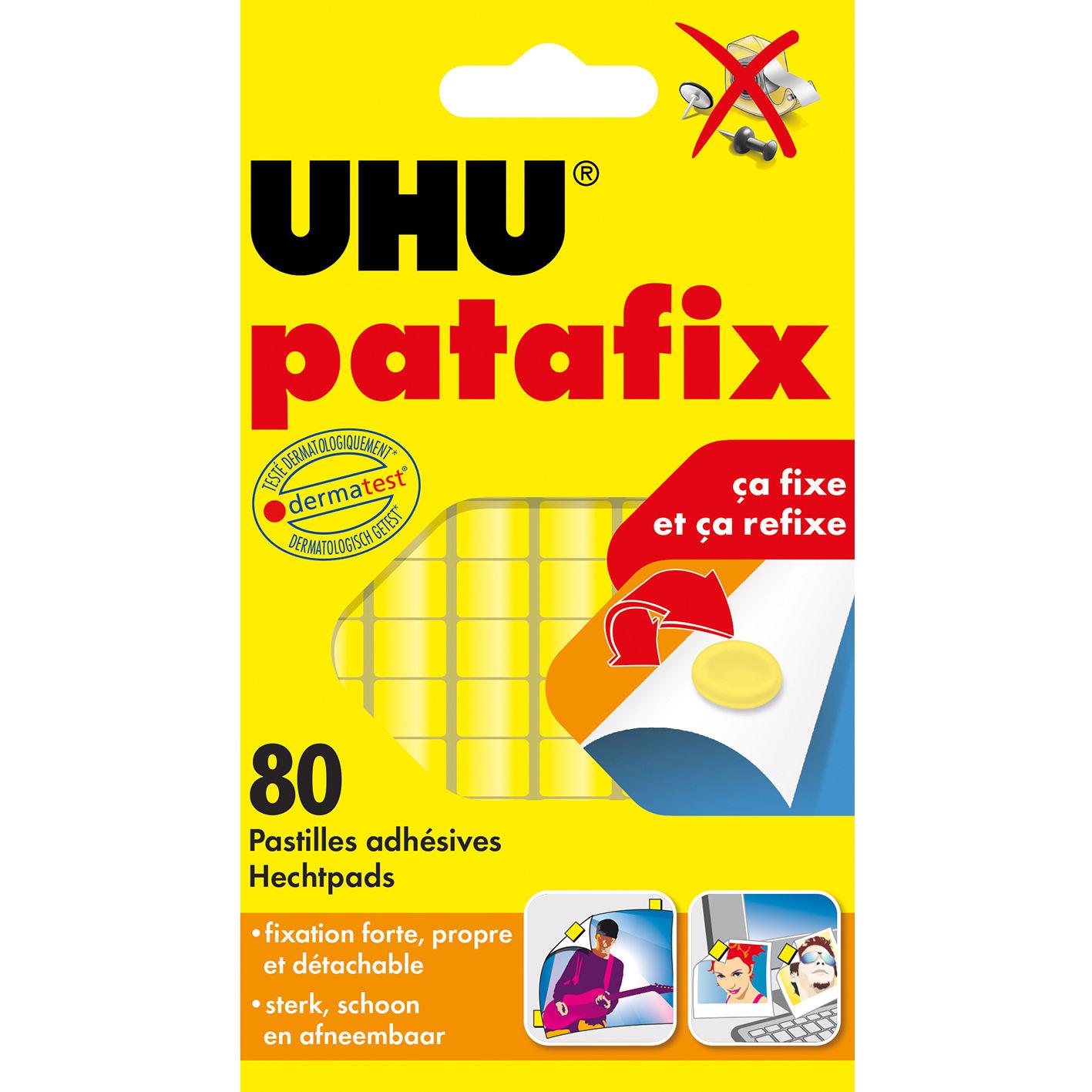 Pastilles adhsives prdcoupes rutilisables Patafix uhu - sachet de 80