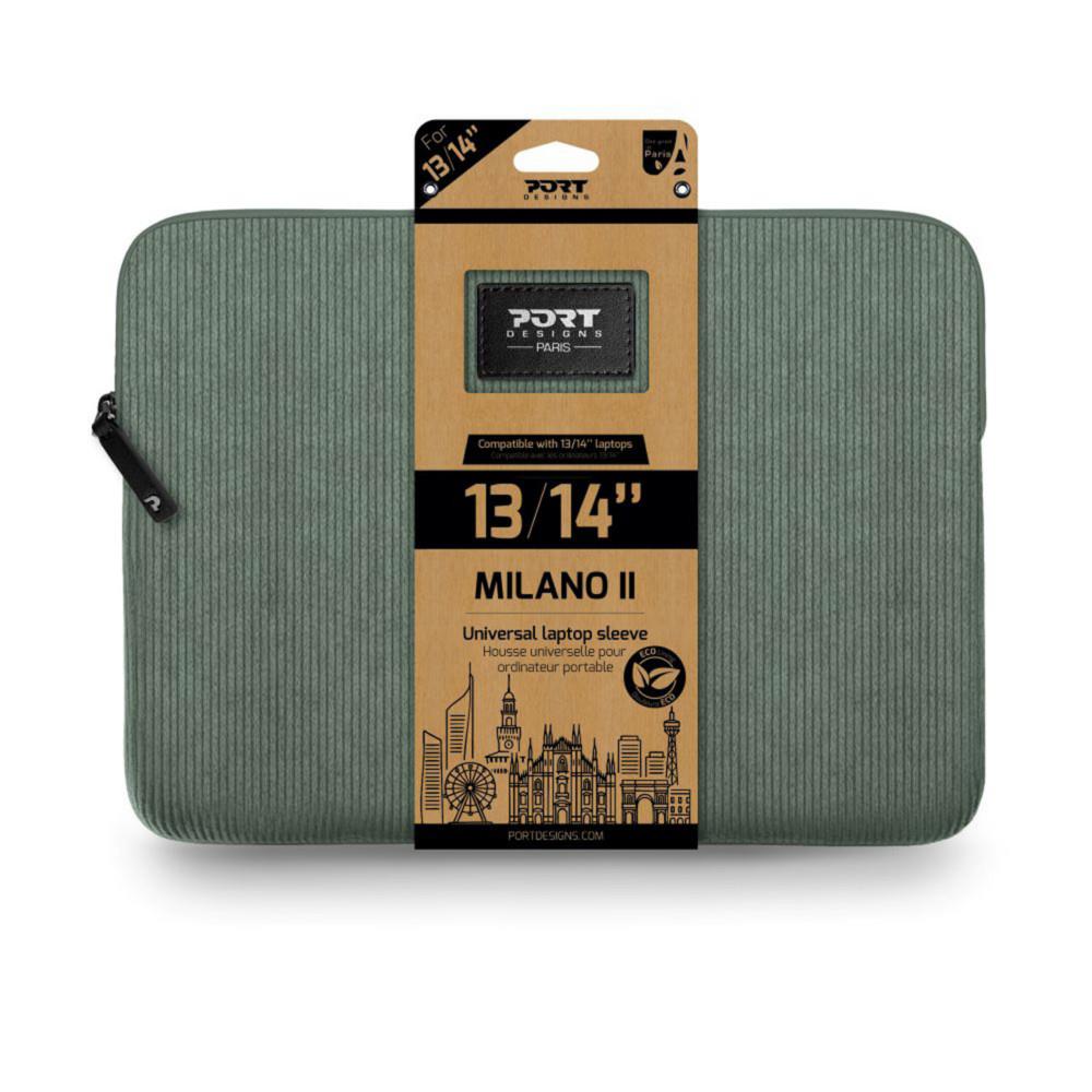 Housse PC Port Designs Milano II Eco 13 / 14" SAGE GREEN - Velour Vert