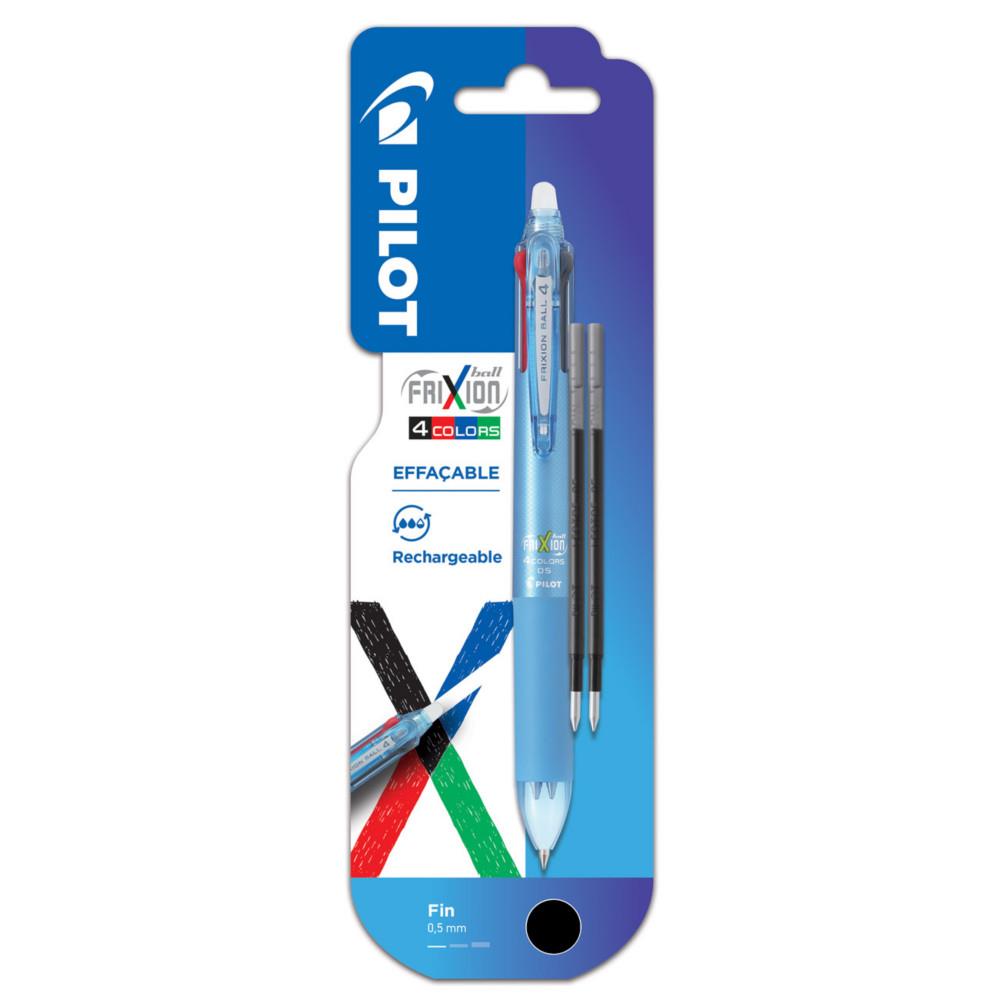 Recharge pour stylo Pilot 4 couleurs roller encre gel effa�able FriXion Ball - Pointe fine - Noir - Pochette de 2