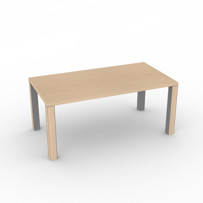 Bureau de direction Kyos - plateau 170 x 90 cm chne blanc - pieds carrs gris aluminium