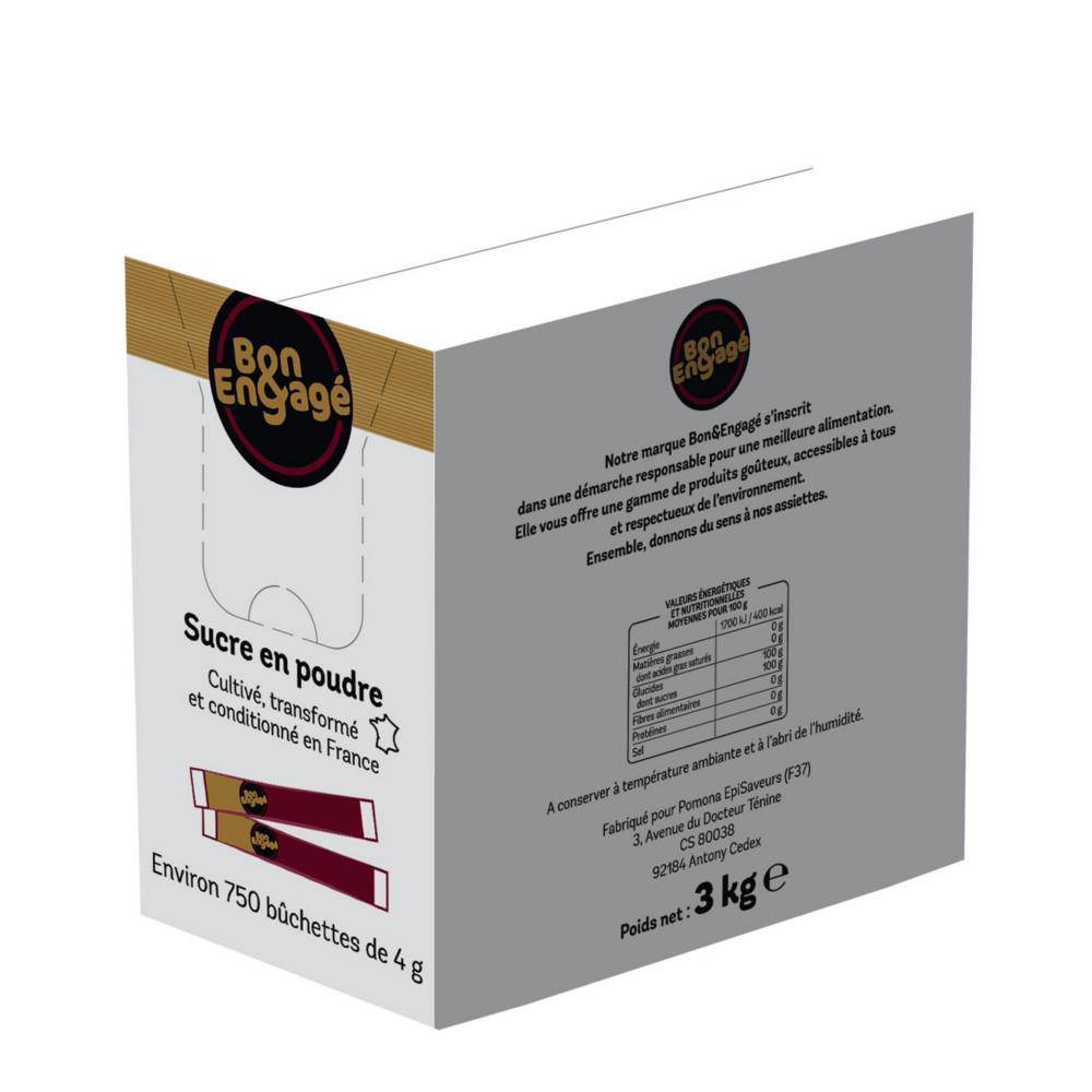 B�chettes de sucre Bon & Engag� en poudre 4 g - Bo�te de 3 kg avec 750 sticks