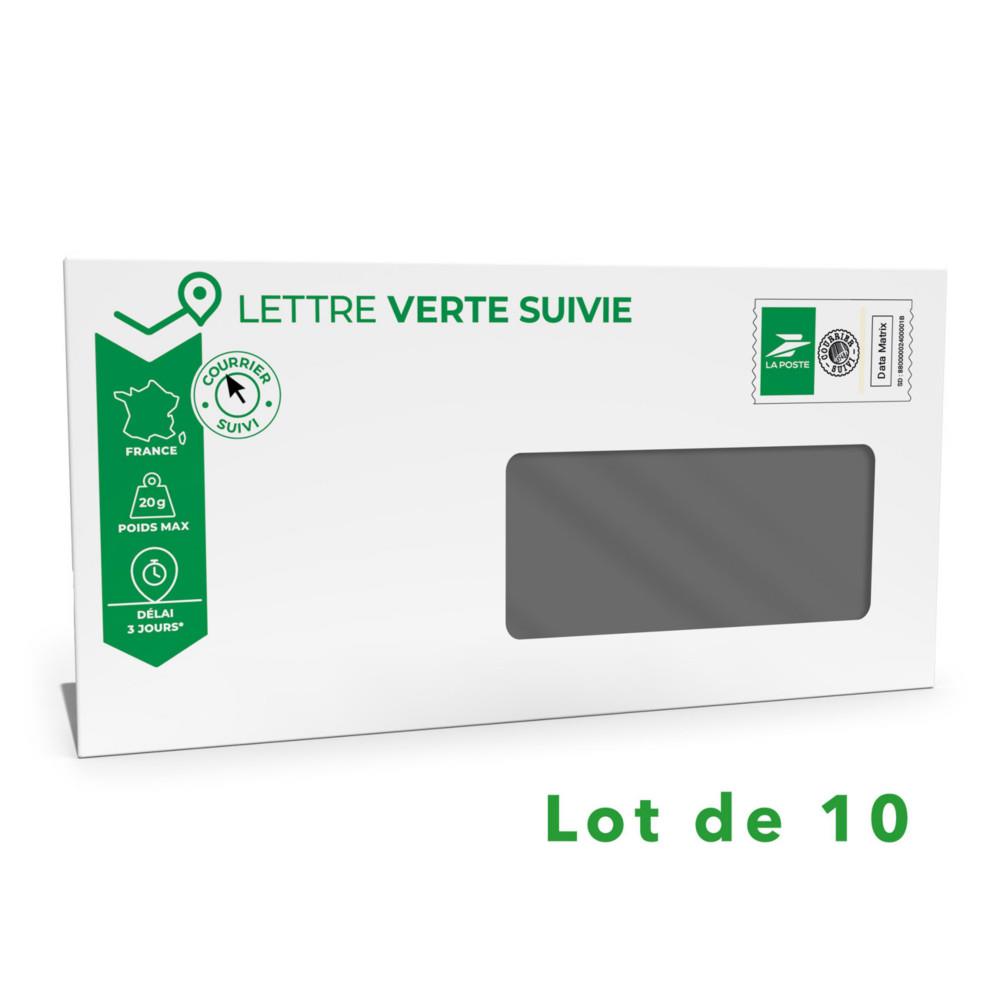 Enveloppe Pr�t La Poste � Poster et d�j� timbr� - Lettre verte suivie 20g - 110 x 220 mm -DL - Avec fen�tre - Lot de 10