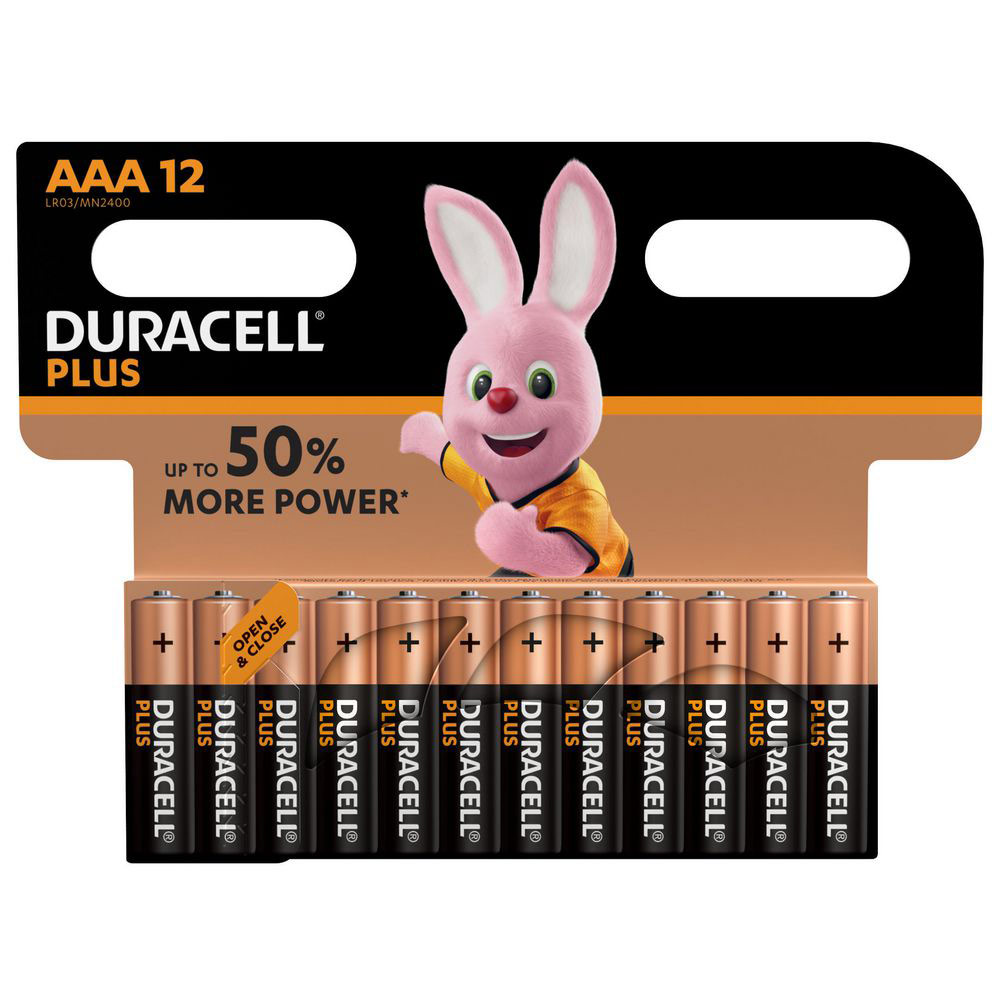 Pile Duracell AAA LR3 Plus Power alcalines 1,5V blister de 12 piles