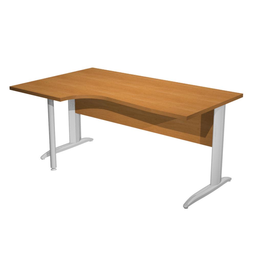 Bureau d'angle compact retour � gauche Pulse M�tal - L160 x P100 cm - Plateau Aulne - Pieds L Chrome