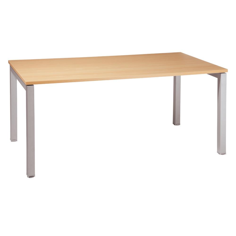 Bureau droit Tempo - L 80 x P 80 cm - plateau h�tre - 4 pieds aluminium