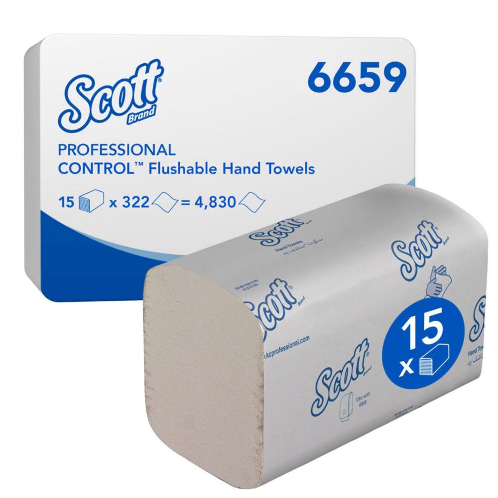 Essuie-mains Scott Control 6659 simple paisseur 322 feuilles enchevtres 220 mm Blanc - lot de 15