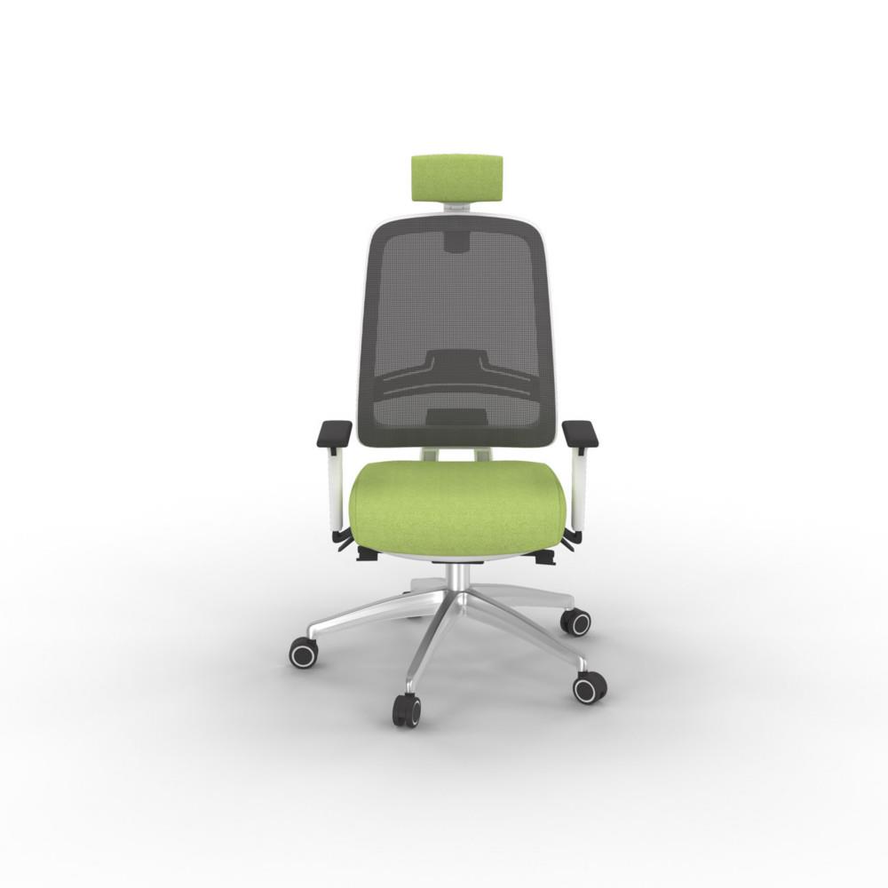 Sige de bureau Windsor avec appui-tte - Blanc pitement alu - maille filet , tissu Vert