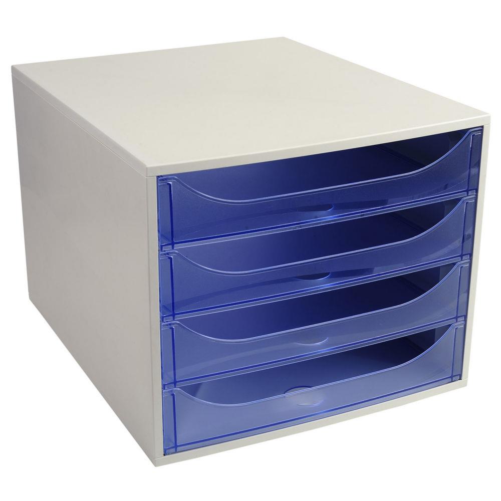 Module de classement Exacompta co - 4 tiroirs - gris bleu translucide