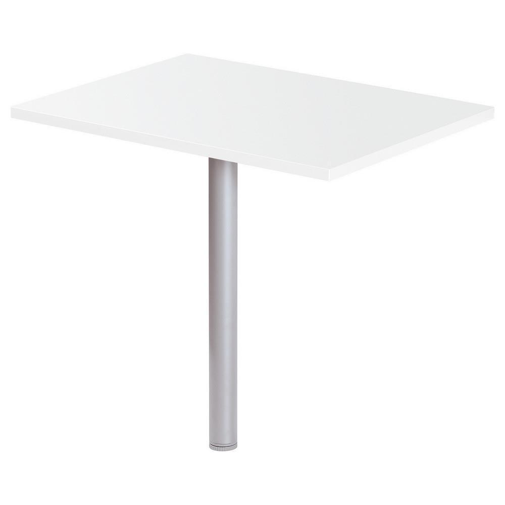 Extension rectangle Tempo - L 80 x 60 cm blanc - pied tube rond - aluminium