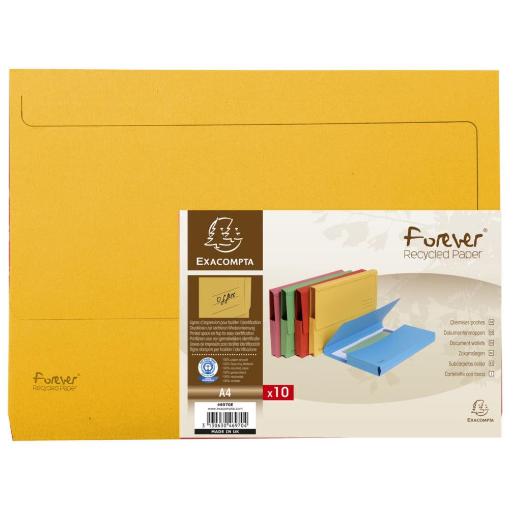 Porte-documents Exacompta Forever - A4 - 200 feuilles 245 x 325 mm - carte recycl - jaune - lot de 10