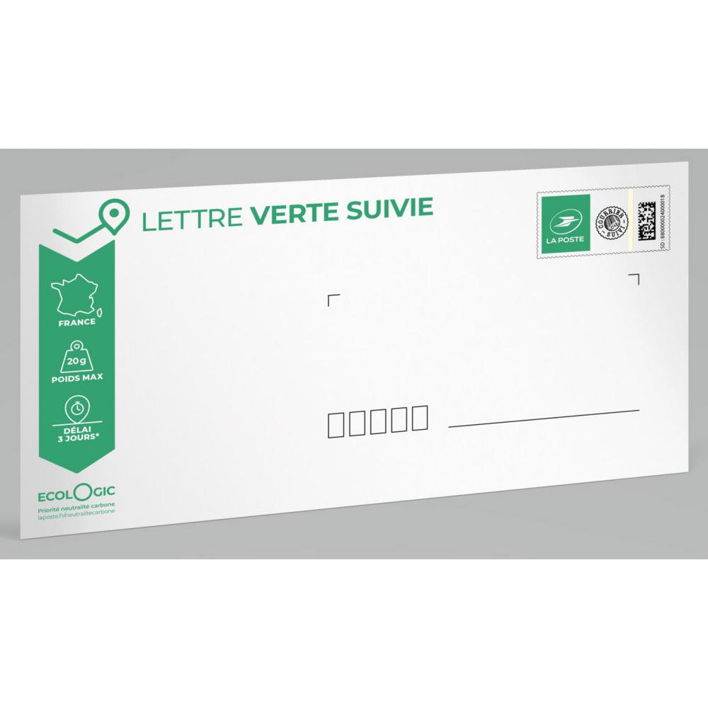 Enveloppes pr�-timbr�es La Poste - Lettre verte suivie -J+3 - Format DL : 110 x 220 mm - 20 g -Soumis � conditions - Lot de 10