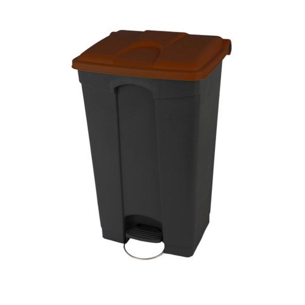 Collecteur  pdale de dchets avec couvercle - Brun - 90 l
