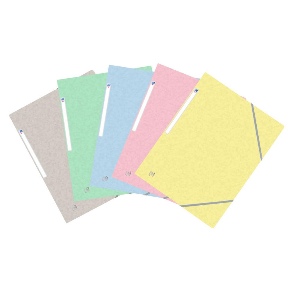 Chemises 3 rabats  lastiques Oxford Top File + A4 - coloris assortis pastel