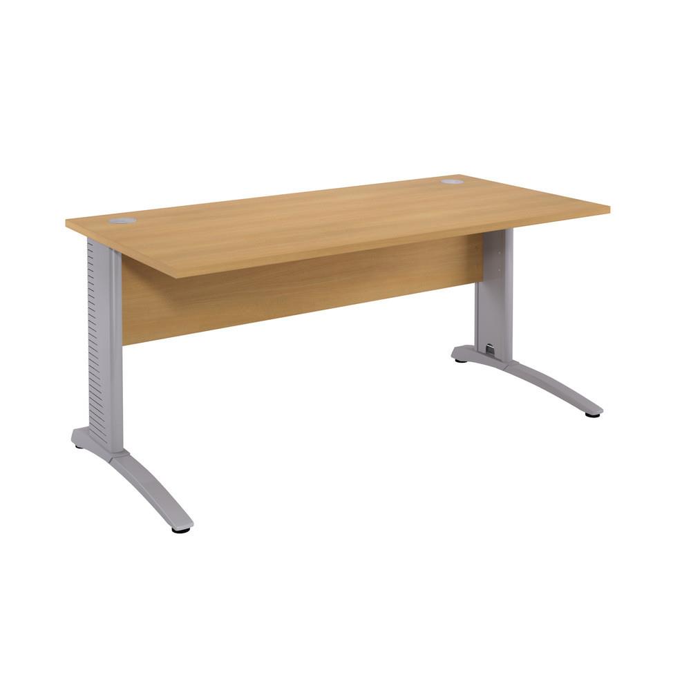 Bureau droit Triomphe 2 - L 140 x P 80 cm - plateau h�tre - pieds L aluminium - embase aluminium