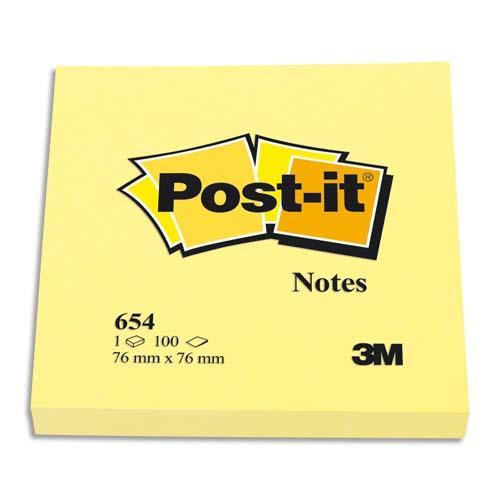 Notes Nons Post-it  - 76 x 76 mm - jaune - bloc de 100 feuilles