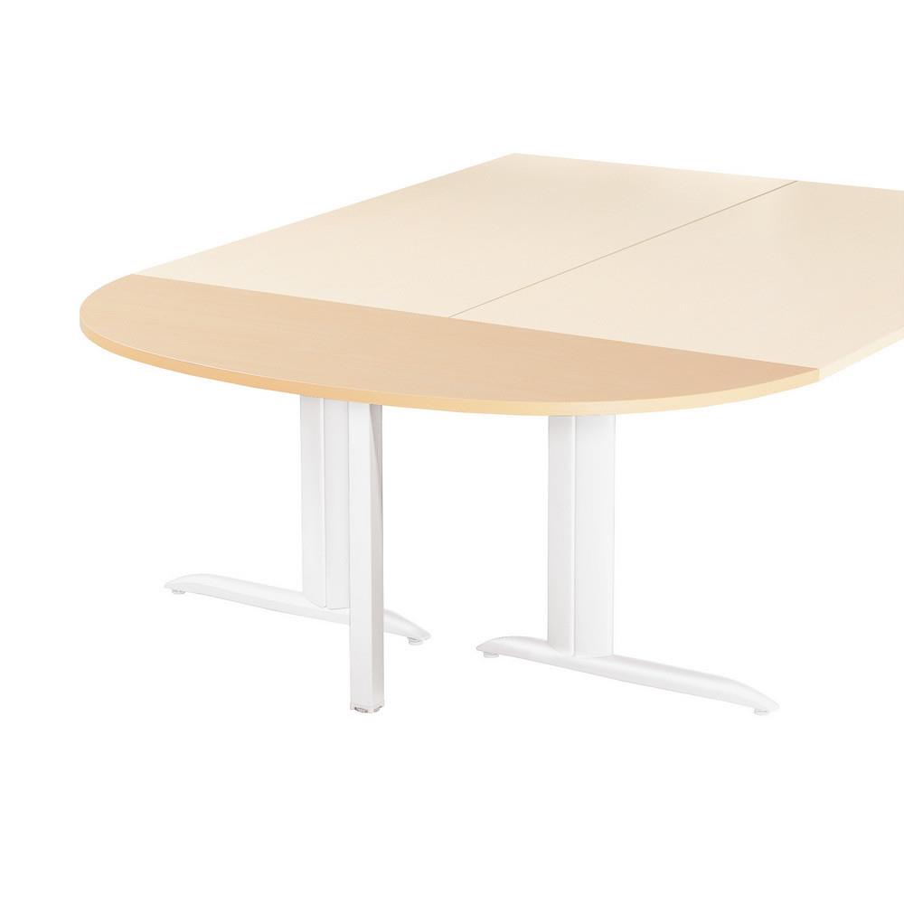 Extension Demi-lune Tempo - L 160 x 60 cm - plateau h�tre - pied tube carr� blanc