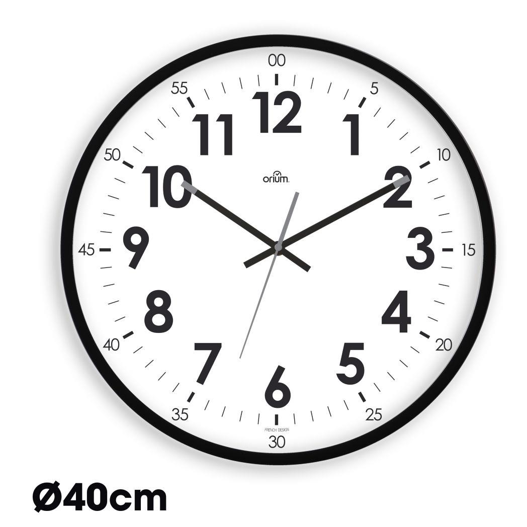 Horloge murale silencieuse  quartz - diamtre 40 cm - noir