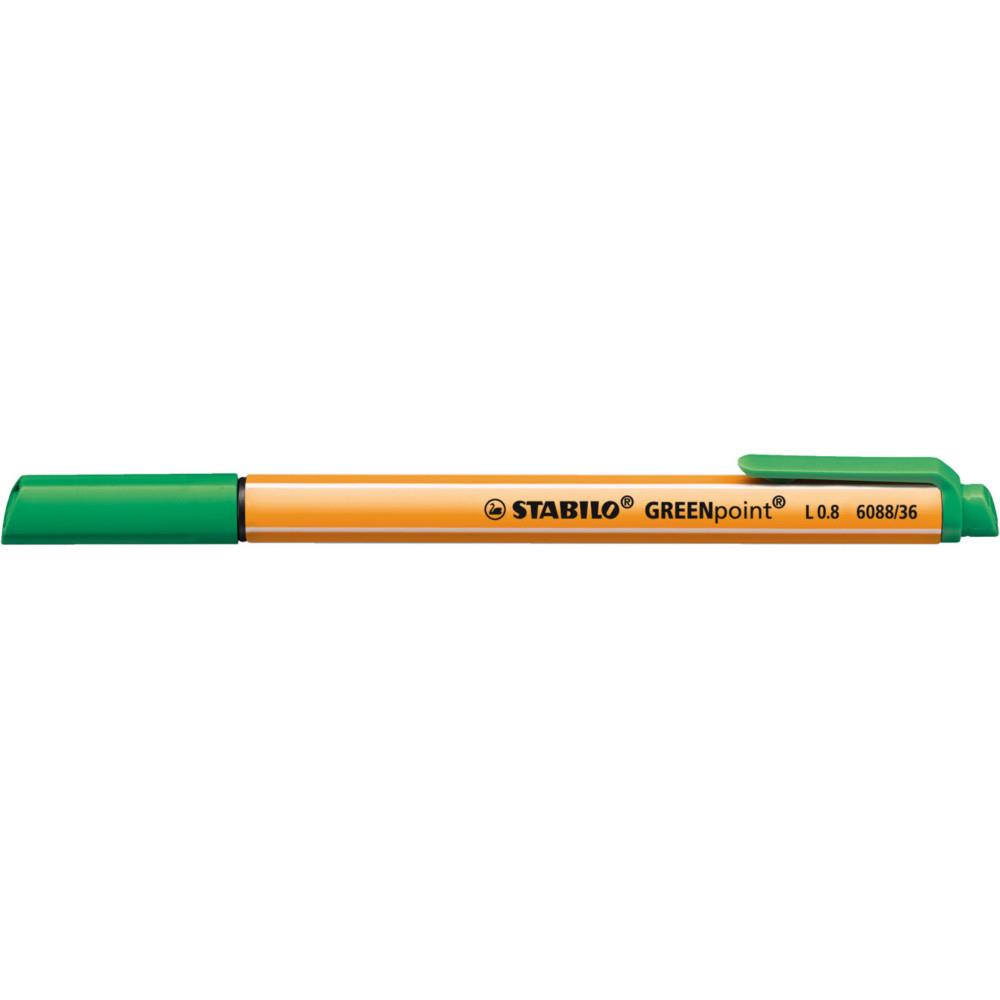 Stylo-feutre avec pointe en fibres Stabilo GREENpoint - pointe large - corps en plastique orange - encre verte