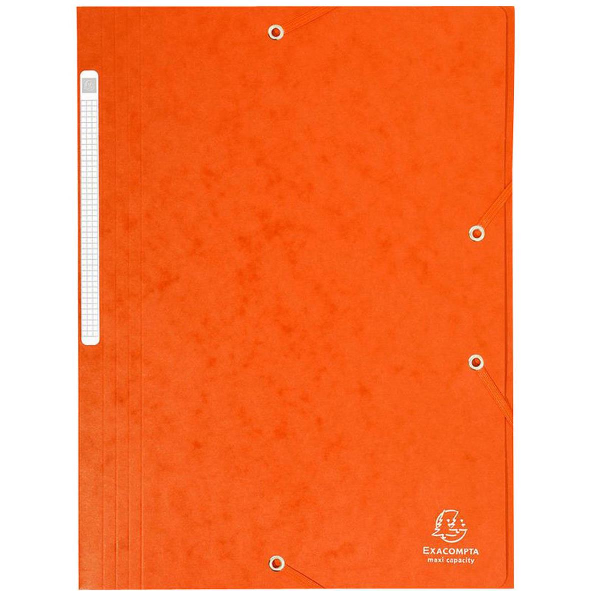 Chemise Exacompta Maxi Capacity - 3 rabats et lastique - carte lustre 425g - coloris orange