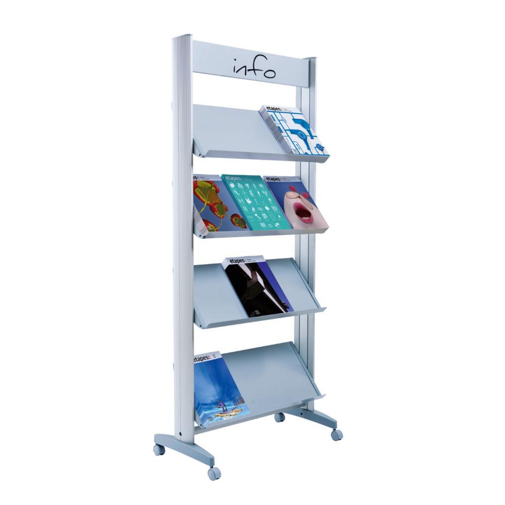 Prsentoir de documents mobile Paperflow - 12 documents A4 - Tablettes mtal - Gris