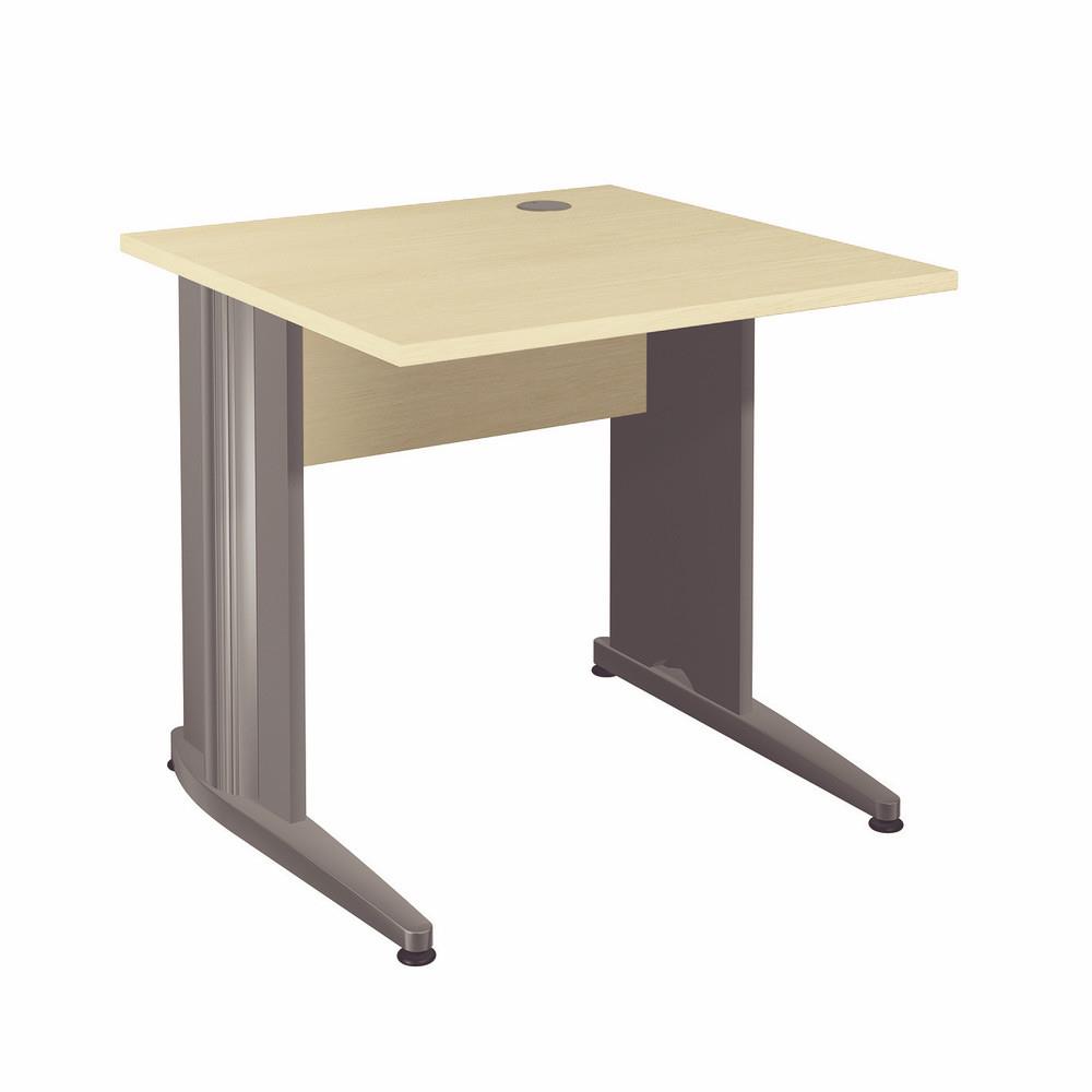 Bureau droit Impact - L 80 x P 80 cm - plateau htre - pieds L anthracite