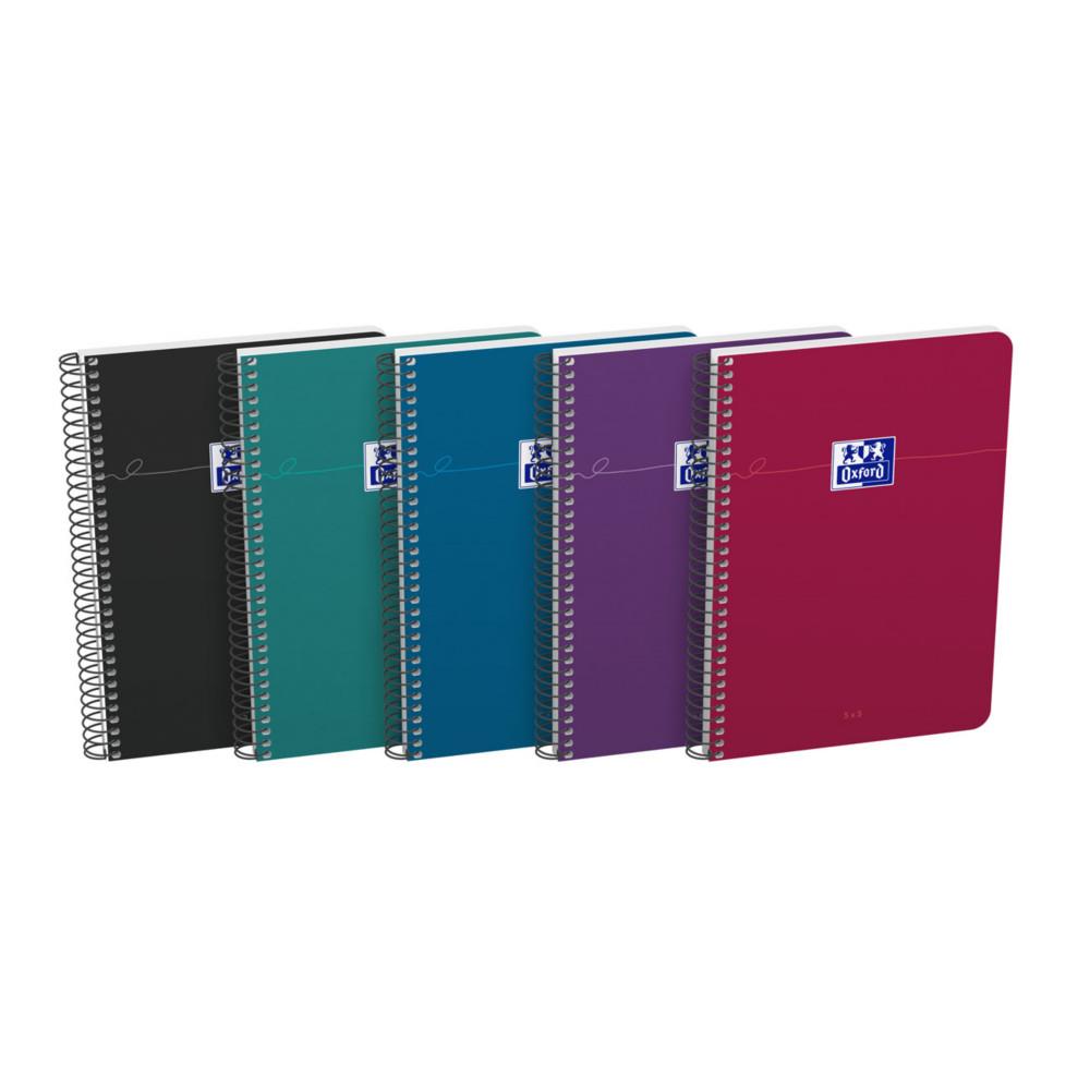 Cahier � spirale Oxford Smart A5 14,8 x 21 cm - Petits carreaux 5x5 - 160 pages - Coloris intense