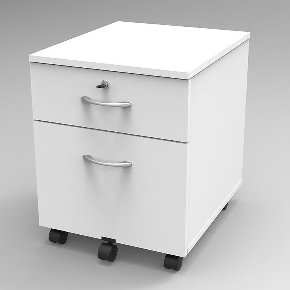 Caisson mobile Bois Kube 2 - blanc - 2 tiroirs