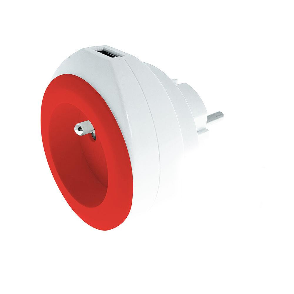 Watt & Co Chargeur universel mural USB-A pour smartphone et tablette - Rouge