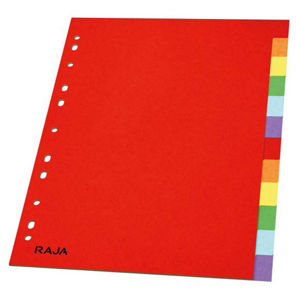 Intercalaires Raja - neutres - A4 - en carte standard - 160g - couleur - 12 onglets