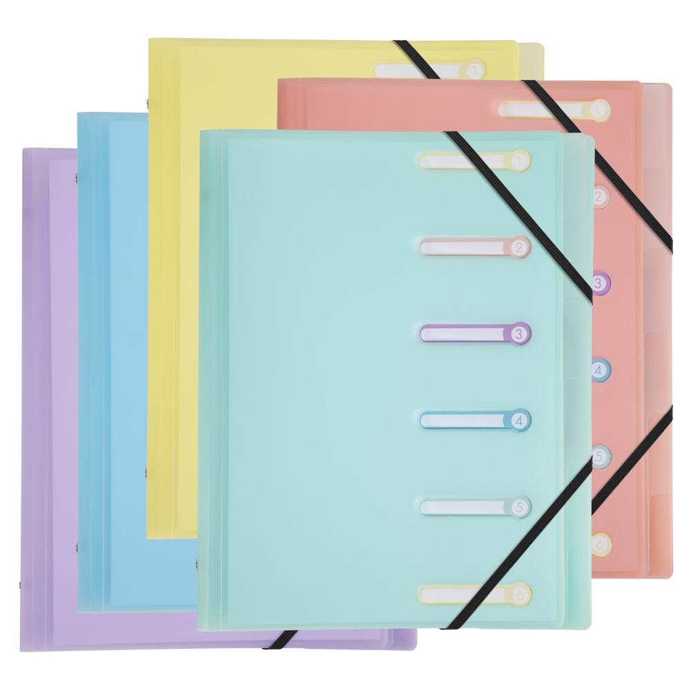 Trieur  lastique A4 Exacompta Chromaline en polypropylne 6 divisions 3 rabats - Assortis pastel