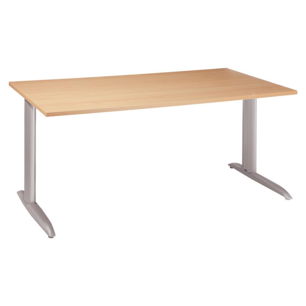 Bureau droit Tempo - L 160 x P 80 cm - plateau h�tre - pieds L aluminium
