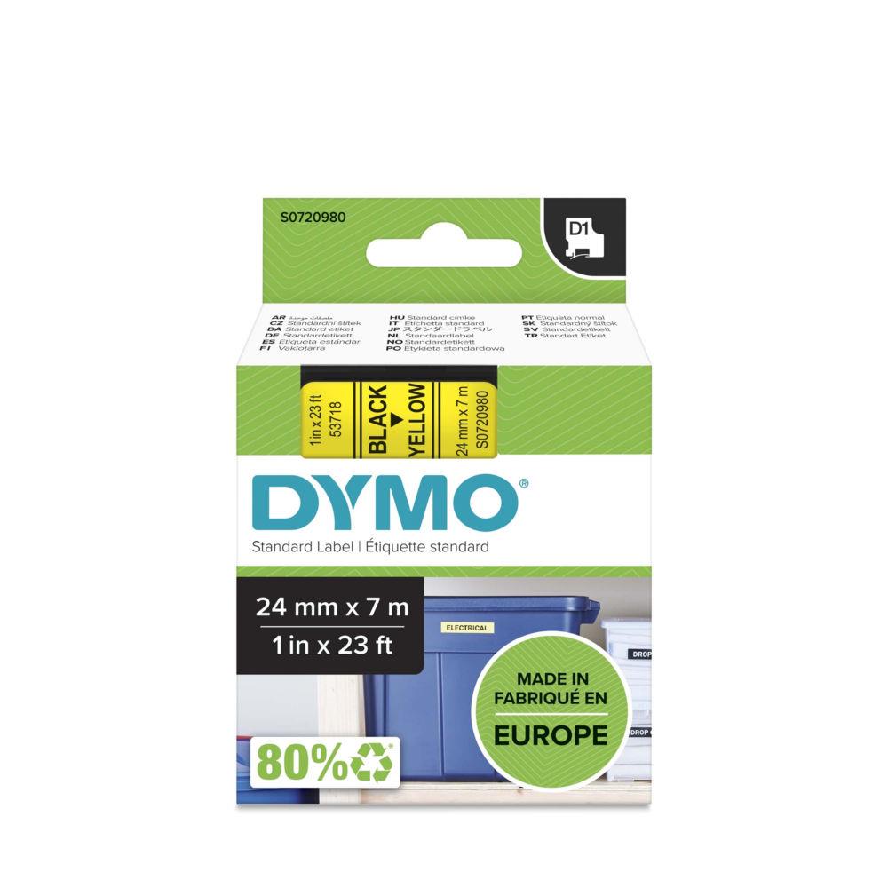 Ruban Dymo D1 - 53718 - Ruban noir/jaune - 24 mm x 7 m