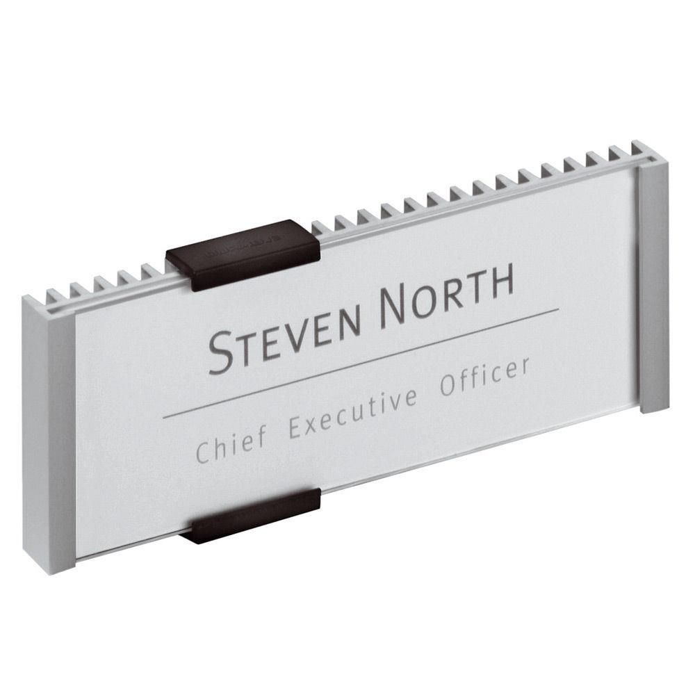 Plaque de porte Infosign Durable - format titre 149 x 52.5 mm - argent mtallis