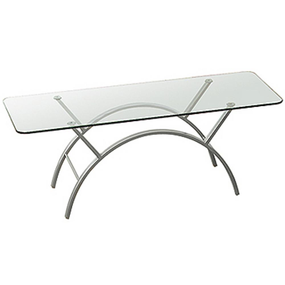 Table basse Elmo - plateau verre - pieds gris - 122 x 51 cm